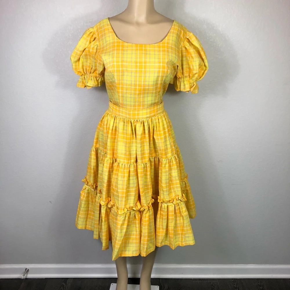 Vintage Plaid Two-Piece Matching Top & Skirt Set